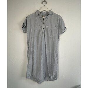 Marine Layer Womens Striped Button-Front Short Sleeve Shirt Dress Small Blue